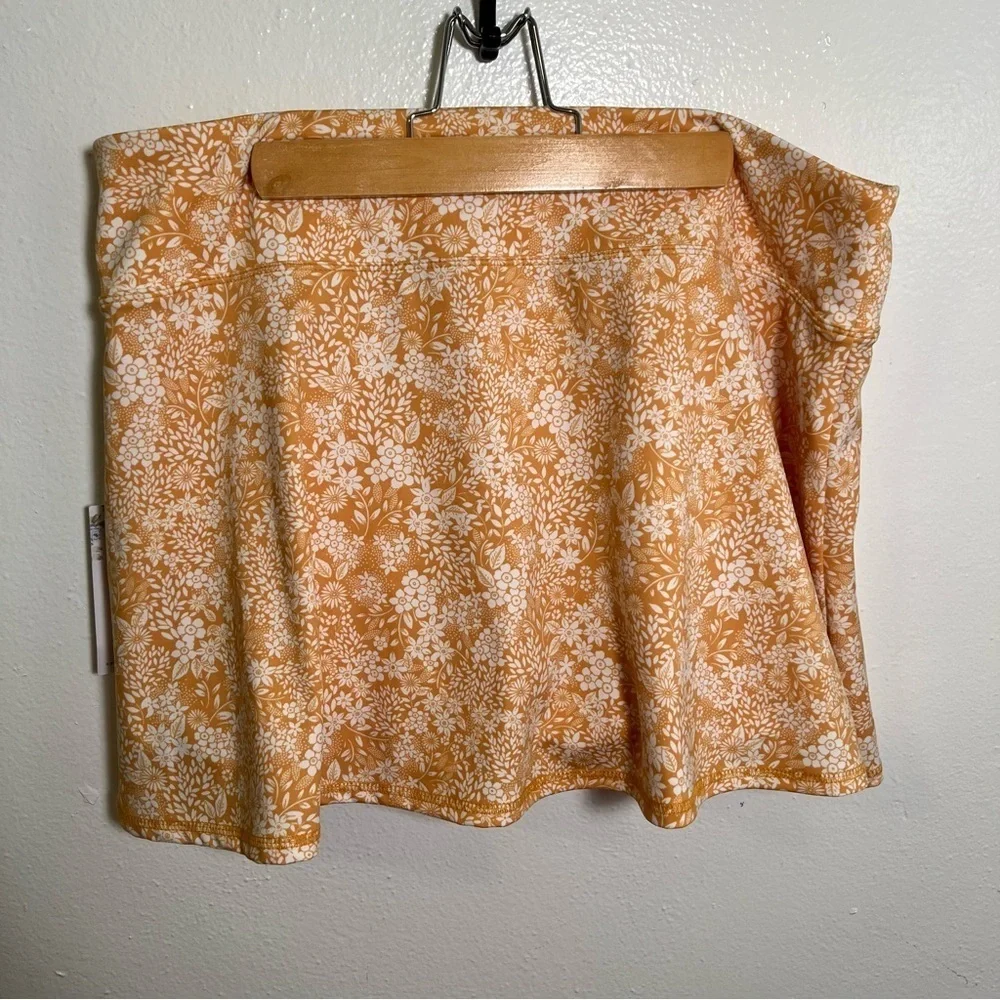 Laura Ashley Women's Size XL Athletic Skort Yellow White Floral Pockets UPF 50_4